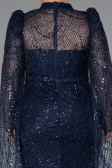 Robe de Soirée Longue Perlé Bleu Marine ABU5152