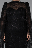 Robe de Soirée Longue Perlé Noir ABU5152