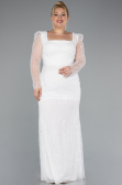 Robe De Fiançailles Grande Taille Perlé Longue Blanc ABU4761