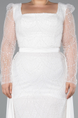 Robe De Fiançailles Grande Taille Perlé Longue Blanc ABU4761