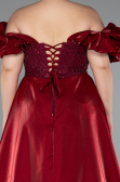 Robe de Soirée Grande Taille Longue Perlé Rouge Bordeaux ABU5155