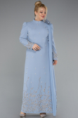 Robe de Soirée Grande Taille Longue Gris-Indigo ABU4936