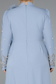 Robe de Soirée Grande Taille Longue Gris-Indigo ABU4936