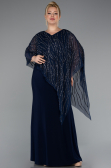 Robe Grande Taille Longue Bleu Marine ABU5158