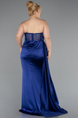 Robe De Graduation Grande Taille Longue Satin Bleu Marine ABU3855