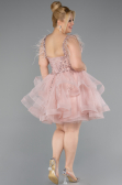Robe De Fiançailles Grande Taille Courte Poudre ABK2087