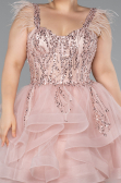 Robe De Fiançailles Grande Taille Courte Poudre ABK2087