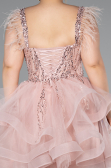 Robe De Fiançailles Grande Taille Courte Poudre ABK2087