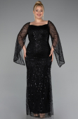 Robe De Soirée Grande Taille Longue Perlé Noir ABU5067