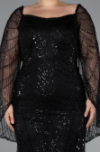 Robe De Soirée Grande Taille Longue Perlé Noir ABU5067