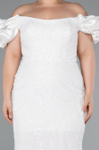 Robe De Fiançailles Grande Taille Perlé Longue Blanc ABU4788