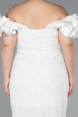 Robe De Fiançailles Grande Taille Perlé Longue Blanc ABU4788