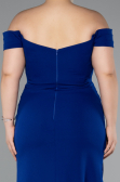 Robe De Soirée Grande Taille Longue Bleu Saxe ABU5156