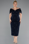 Robe De Invitation Grande Taille Midi Bleu Marine ABK2400