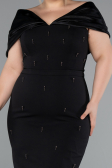 Robe De Invitation Grande Taille Midi Noir ABK2400