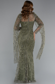 Robe de Soirée Longue Perlé Kaki ABU5152