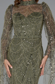 Robe de Soirée Longue Perlé Kaki ABU5152