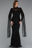 Robe de Soirée Longue Perlé Noir ABU5152