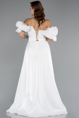 Robe de Soirée Longue Perlé Blanc ABU5154