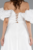 Robe de Soirée Longue Perlé Blanc ABU5154
