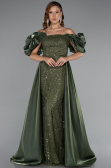 Robe de Soirée Longue Perlé Kaki ABU5154