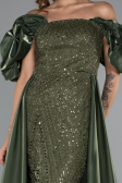 Robe de Soirée Longue Perlé Kaki ABU5154