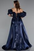 Robe de Soirée Longue Perlé Bleu Marine ABU5154