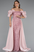 Robe de Soirée Longue Perlé Poudre ABU5154