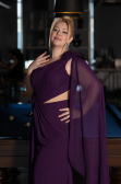 Robe Grande Taille Longue Mousseline Violet ABU5145