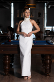 Robe de Soirée Midi Blanc ABK2399