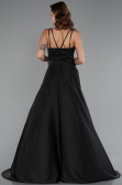 Robe de Soirée Longue Satin Noir ABU5146