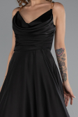 Robe de Soirée Longue Satin Noir ABU5146