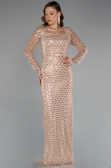 Robe de Soirée Longue Perlé Or ABU5165