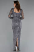 Robe de Soirée Longue Perlé Gris ABU5165
