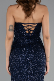 Robe de Soirée Longue Bleu Marine ABU5166