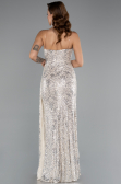 Robe de Soirée Longue Squameuse Beige ABU5167