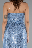 Robe de Soirée Longue Squameuse Bleu clair ABU5167
