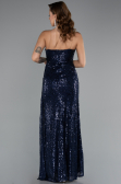 Robe de Soirée Longue Squameuse Bleu Marine ABU5167