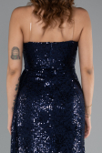 Robe de Soirée Longue Squameuse Bleu Marine ABU5167