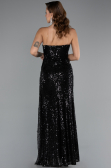 Robe de Soirée Longue Squameuse Noir ABU5167