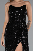 Robe de Soirée Longue Squameuse Noir ABU5167