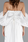 Robe de Soirée Longue Perlé Blanc ABU5169