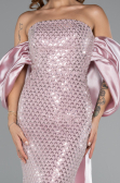 Robe de Soirée Longue Perlé Poudre ABU5169