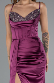 Robe de Soirée Longue Satin Prune ABU5171