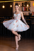 Robe De Soirée De Créateur Courte Squameuse Blanc ABK2407