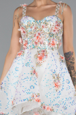 Robe De Soirée De Créateur Courte Squameuse Blanc ABK2407