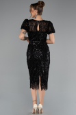 Robe de Cérémonie Midi Perlé Noir ABK2412