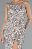 Robe de Soirée Longue Beige ABU5185