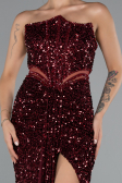 Robe de Soirée Longue Rouge Bordeaux ABU5185