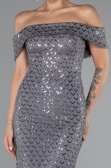 Robe de Soirée Longue Gris ABU5186